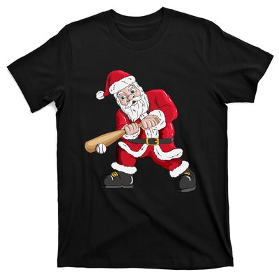 Christmas Santa Claus With Baseball Bat Baseball T-Shirt