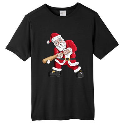 Christmas Santa Claus With Baseball Bat Baseball Tall Fusion ChromaSoft Performance T-Shirt