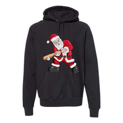 Christmas Santa Claus With Baseball Bat Baseball Premium Hoodie