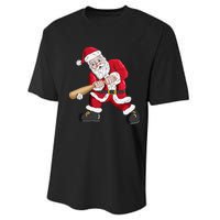 Christmas Santa Claus With Baseball Bat Baseball Performance Sprint T-Shirt