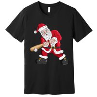 Christmas Santa Claus With Baseball Bat Baseball Premium T-Shirt