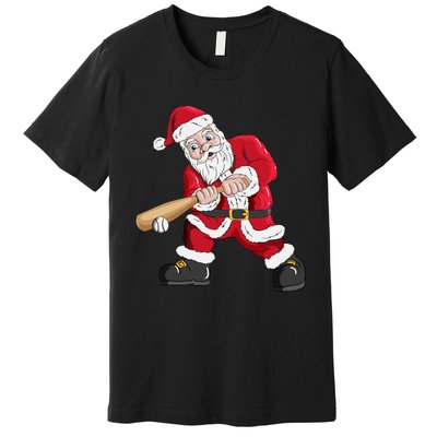 Christmas Santa Claus With Baseball Bat Baseball Premium T-Shirt