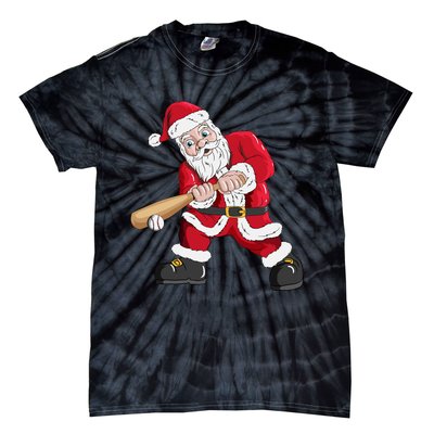 Christmas Santa Claus With Baseball Bat Baseball Tie-Dye T-Shirt