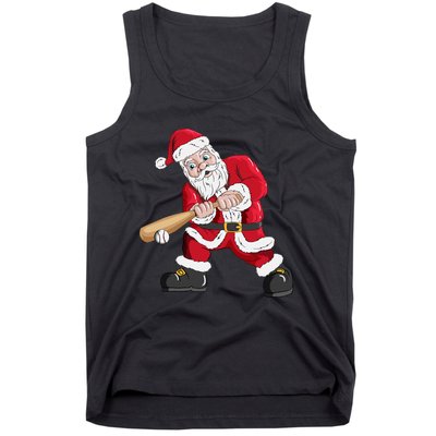 Christmas Santa Claus With Baseball Bat Baseball Tank Top