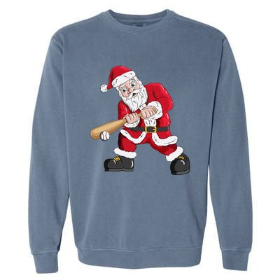 Christmas Santa Claus With Baseball Bat Baseball Garment-Dyed Sweatshirt