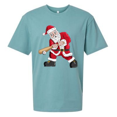 Christmas Santa Claus With Baseball Bat Baseball Sueded Cloud Jersey T-Shirt