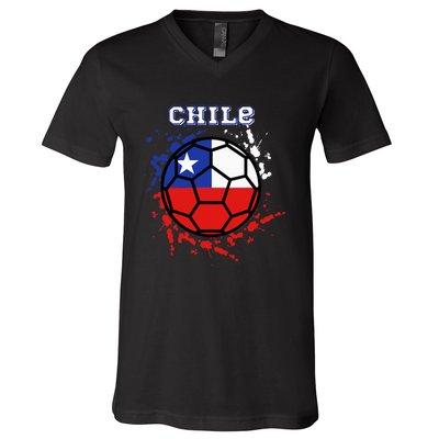 Chile Soccer Chilean Flag Futbol Fan Jersey V-Neck T-Shirt