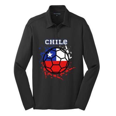 Chile Soccer Chilean Flag Futbol Fan Jersey Silk Touch Performance Long Sleeve Polo