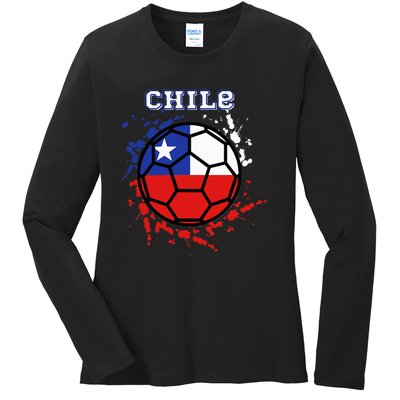 Chile Soccer Chilean Flag Futbol Fan Jersey Ladies Long Sleeve Shirt