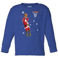 Christmas Santa Claus Dunking Basketball Pajama Xmas Lover Cool Gift Toddler Long Sleeve Shirt