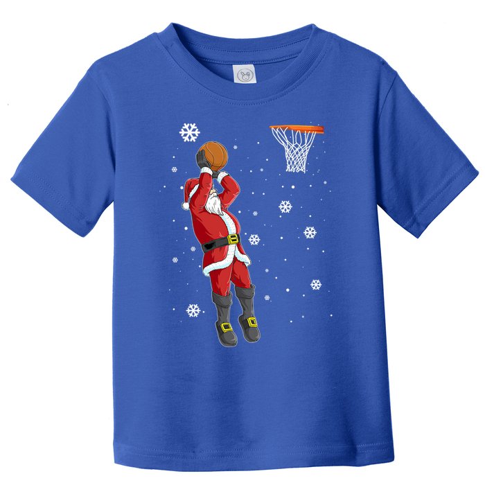 Christmas Santa Claus Dunking Basketball Pajama Xmas Lover Cool Gift Toddler T-Shirt