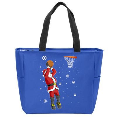 Christmas Santa Claus Dunking Basketball Pajama Xmas Lover Cool Gift Zip Tote Bag