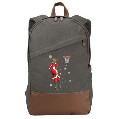 Christmas Santa Claus Dunking Basketball Pajama Xmas Lover Cool Gift Cotton Canvas Backpack