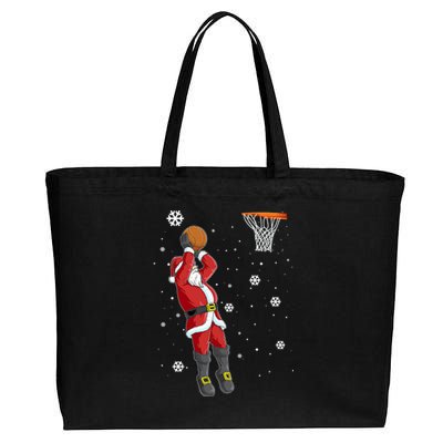 Christmas Santa Claus Dunking Basketball Pajama Xmas Lover Cool Gift Cotton Canvas Jumbo Tote