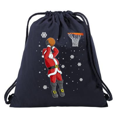 Christmas Santa Claus Dunking Basketball Pajama Xmas Lover Cool Gift Drawstring Bag