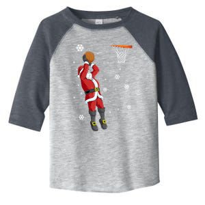 Christmas Santa Claus Dunking Basketball Pajama Xmas Lover Cool Gift Toddler Fine Jersey T-Shirt