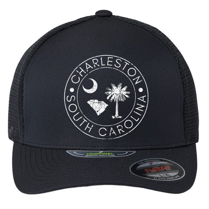 Charleston South Carolina Flag State Map Sc Home Vintage Flexfit Unipanel Trucker Cap