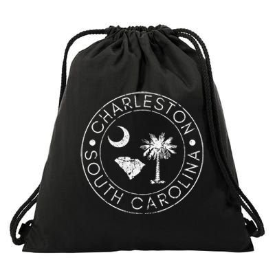 Charleston South Carolina Flag State Map Sc Home Vintage Drawstring Bag