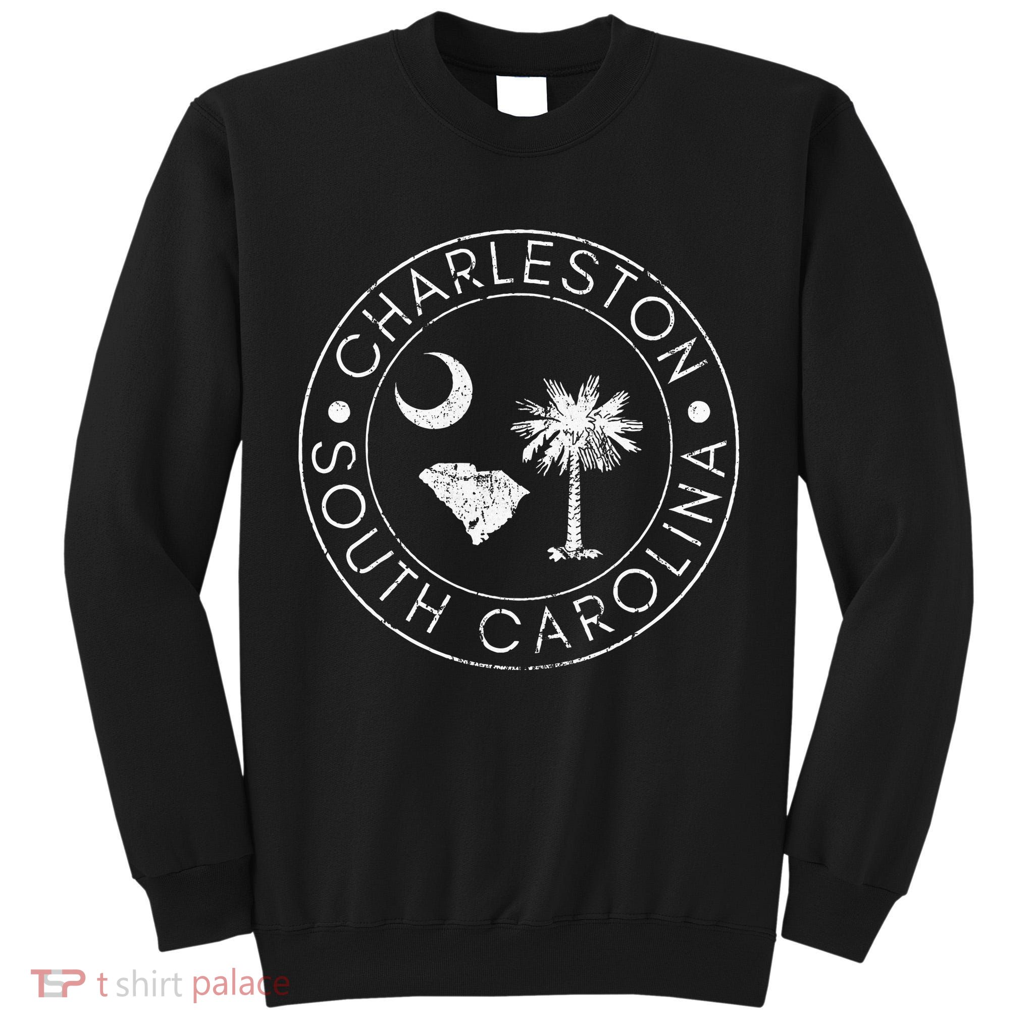 Charleston South Carolina Flag State Map Sc Home Vintage Tall Sweatshirt