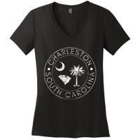 Charleston South Carolina Flag State Map Sc Home Vintage Women's V-Neck T-Shirt