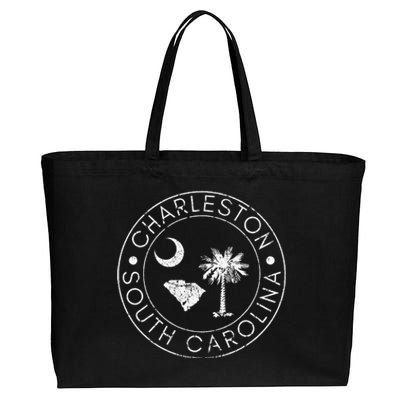 Charleston South Carolina Flag State Map Sc Home Vintage Cotton Canvas Jumbo Tote