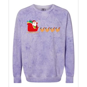 Chicken Santa Christmas Sleigh Funny Chicken Xmas Colorblast Crewneck Sweatshirt