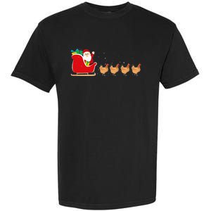 Chicken Santa Christmas Sleigh Funny Chicken Xmas Garment-Dyed Heavyweight T-Shirt