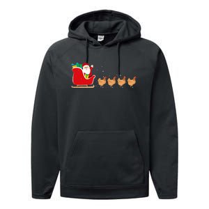 Chicken Santa Christmas Sleigh Funny Chicken Xmas Performance Fleece Hoodie