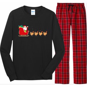 Chicken Santa Christmas Sleigh Funny Chicken Xmas Long Sleeve Pajama Set