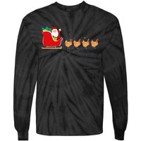 Chicken Santa Christmas Sleigh Funny Chicken Xmas Tie-Dye Long Sleeve Shirt