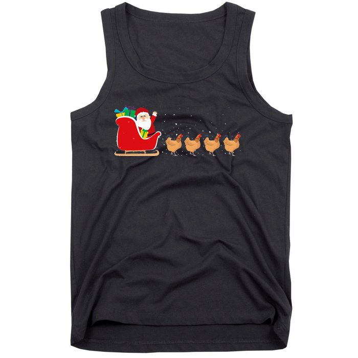 Chicken Santa Christmas Sleigh Funny Chicken Xmas Tank Top