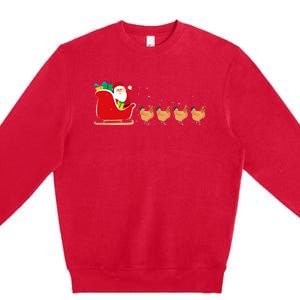 Chicken Santa Christmas Sleigh Funny Chicken Xmas Premium Crewneck Sweatshirt