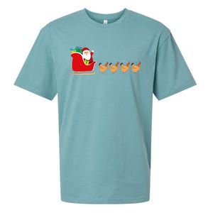 Chicken Santa Christmas Sleigh Funny Chicken Xmas Sueded Cloud Jersey T-Shirt