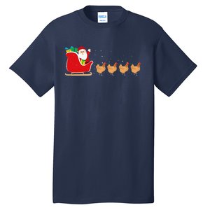 Chicken Santa Christmas Sleigh Funny Chicken Xmas Tall T-Shirt