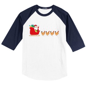 Chicken Santa Christmas Sleigh Funny Chicken Xmas Baseball Sleeve Shirt