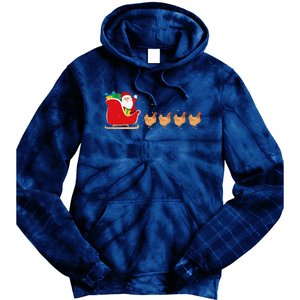 Chicken Santa Christmas Sleigh Funny Chicken Xmas Tie Dye Hoodie