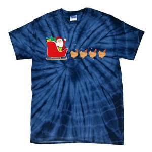 Chicken Santa Christmas Sleigh Funny Chicken Xmas Tie-Dye T-Shirt