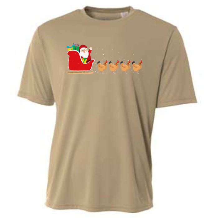 Chicken Santa Christmas Sleigh Funny Chicken Xmas Cooling Performance Crew T-Shirt