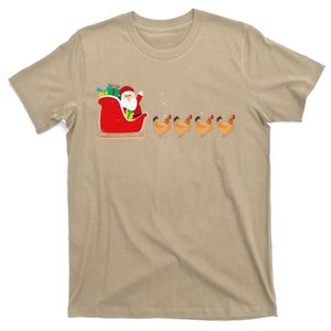 Chicken Santa Christmas Sleigh Funny Chicken Xmas T-Shirt