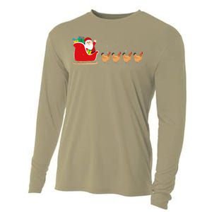 Chicken Santa Christmas Sleigh Funny Chicken Xmas Cooling Performance Long Sleeve Crew