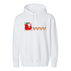 Chicken Santa Christmas Sleigh Funny Chicken Xmas Garment-Dyed Fleece Hoodie