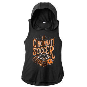 Cincinnati Soccer Cincy Futbol Cool Nati Skyline Ladies PosiCharge Tri-Blend Wicking Draft Hoodie Tank