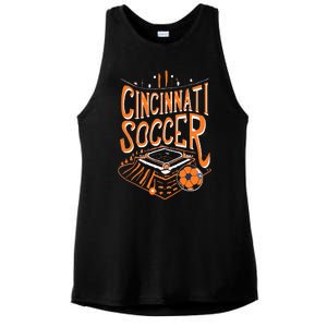 Cincinnati Soccer Cincy Futbol Cool Nati Skyline Ladies PosiCharge Tri-Blend Wicking Tank