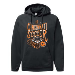 Cincinnati Soccer Cincy Futbol Cool Nati Skyline Performance Fleece Hoodie