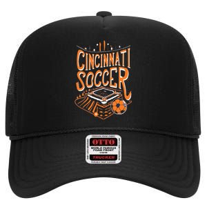 Cincinnati Soccer Cincy Futbol Cool Nati Skyline High Crown Mesh Back Trucker Hat