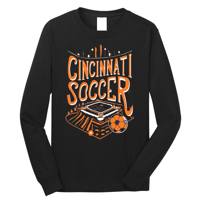 Cincinnati Soccer Cincy Futbol Cool Nati Skyline Long Sleeve Shirt