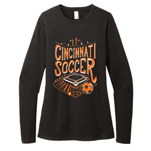 Cincinnati Soccer Cincy Futbol Cool Nati Skyline Womens CVC Long Sleeve Shirt