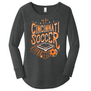 Cincinnati Soccer Cincy Futbol Cool Nati Skyline Women's Perfect Tri Tunic Long Sleeve Shirt