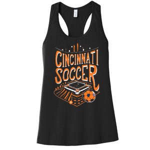 Cincinnati Soccer Cincy Futbol Cool Nati Skyline Women's Racerback Tank