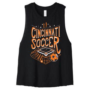 Cincinnati Soccer Cincy Futbol Cool Nati Skyline Women's Racerback Cropped Tank